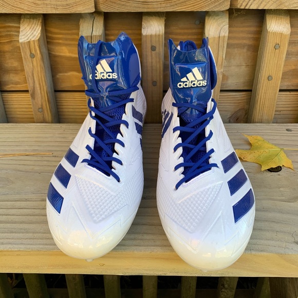 ADIDAS White Royal Blue Football Cleats Sz 16 - Picture 3 of 8